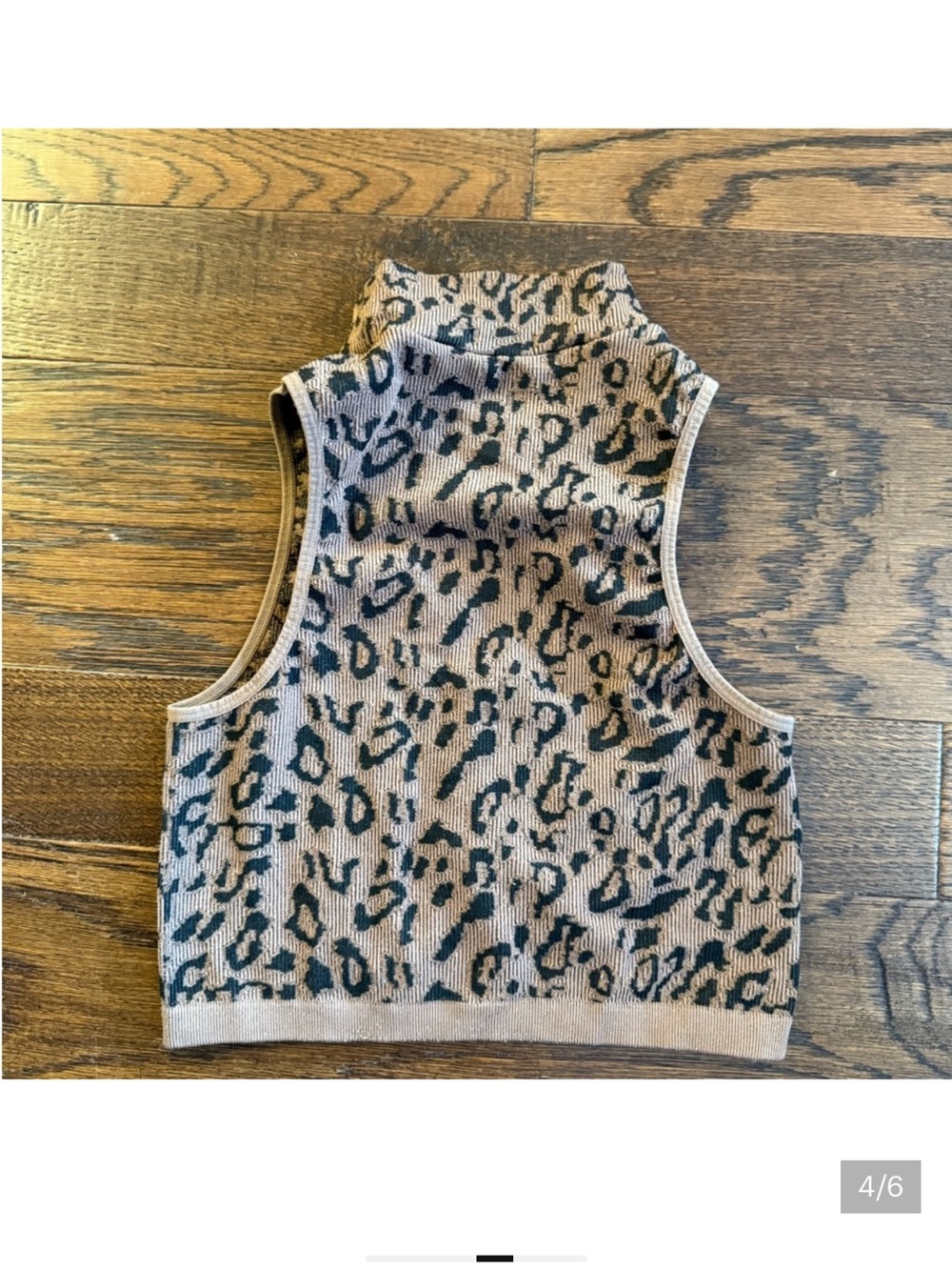 Bozzolo Taupe and Black Leopard Print Sleeveless Mock Neck Crop Top Small/Medium